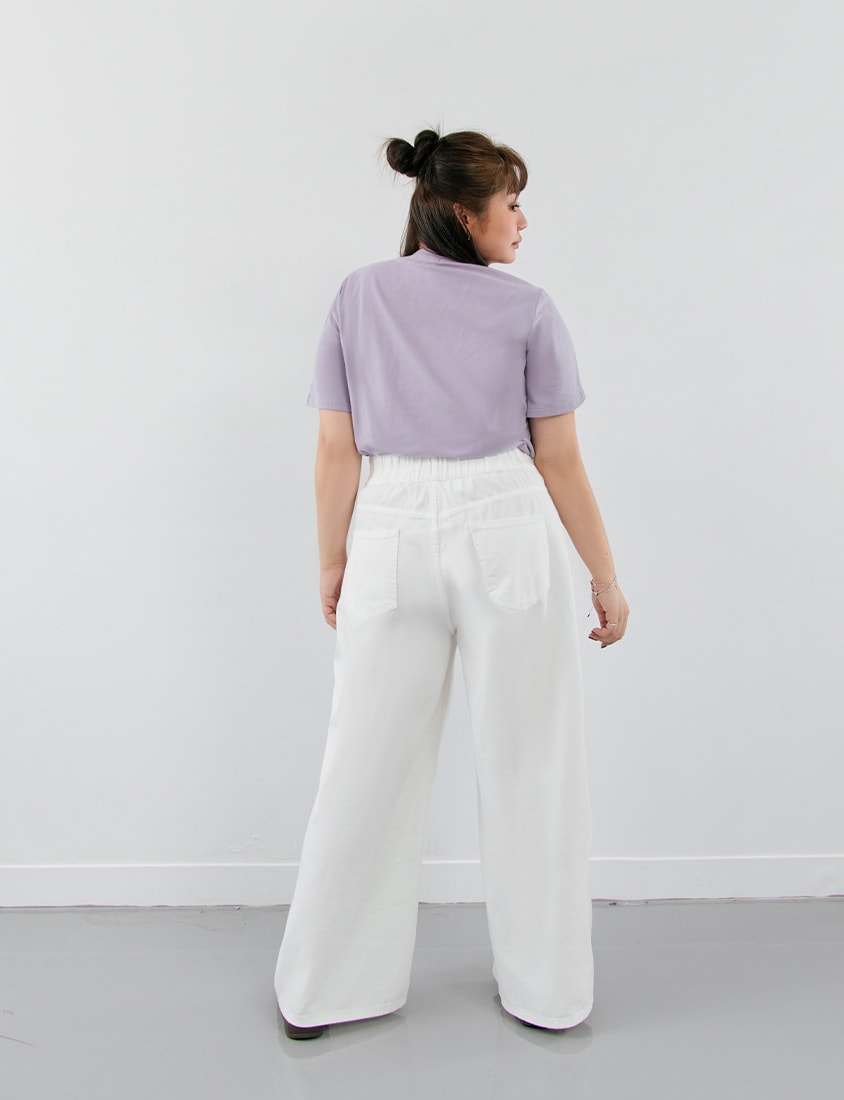 Apple-Shaped Friendly! Perfect Fit Twill Cotton Plus Size Wide Pants