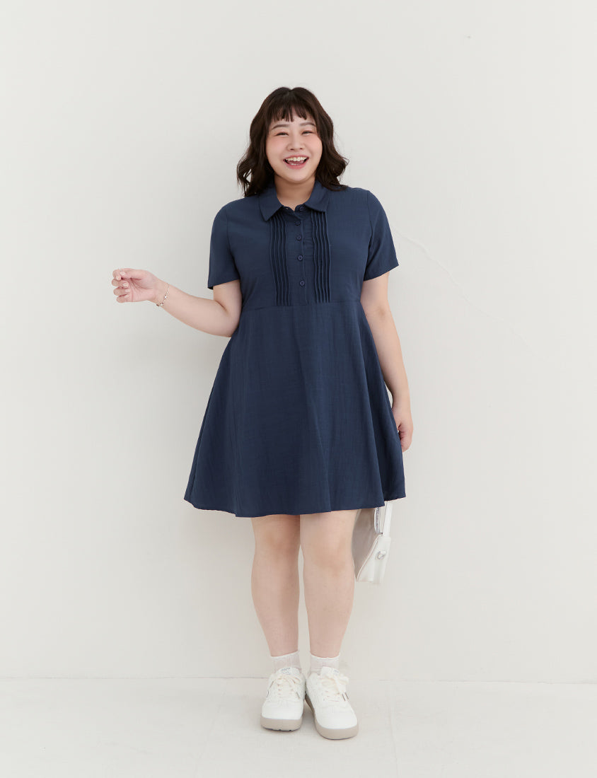 Casual Skin-Friendly Pleated Plus Size Mini Dress