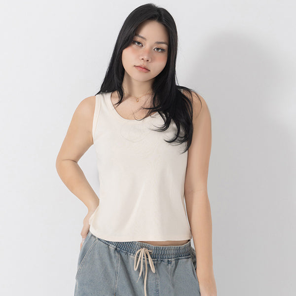 Basic Ribbed Sleeveless Plus Size Tank Top