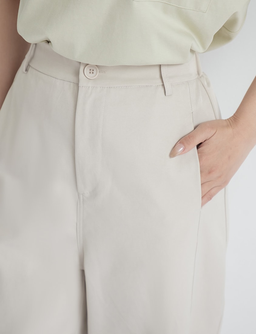 Sharp Curved Seam Twill Plus Size Pants
