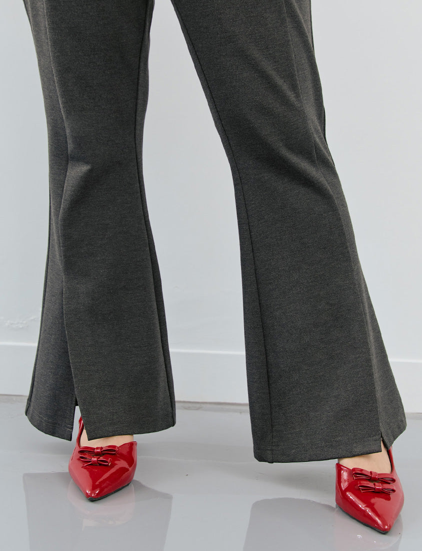 MISS. Pear-Shaped Friendly! Perfect Fit Slit Plus Size Flare Tailored Pants