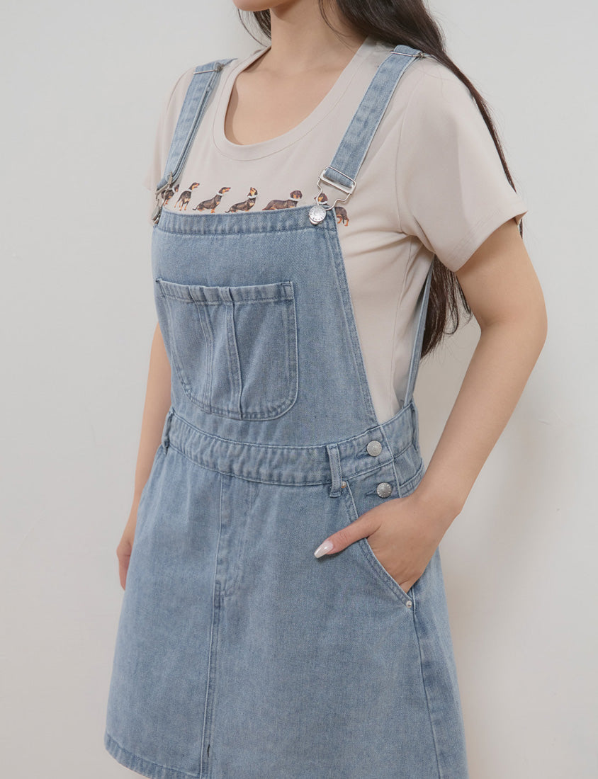 Playful Adjustable Denim Plus Size Overall Skirt