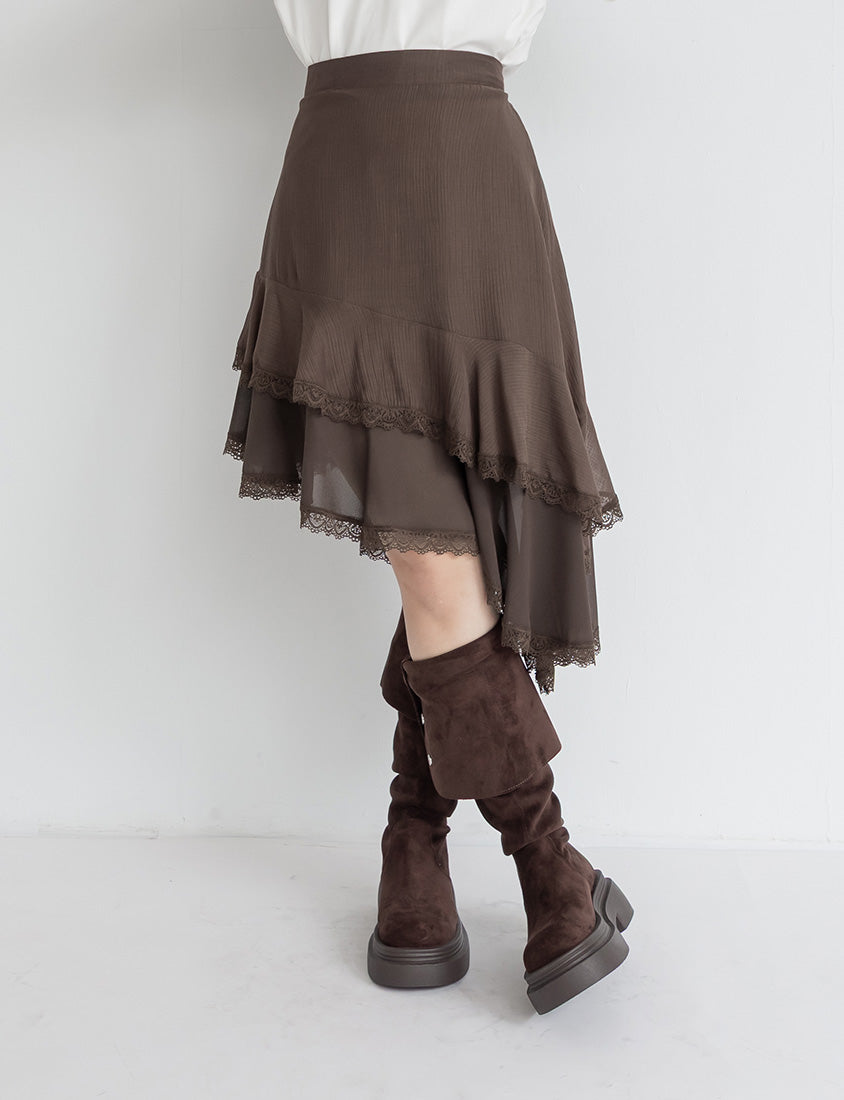 MUA! Layered Asymmetrical Lace Textured Plus Size Mini Skirt