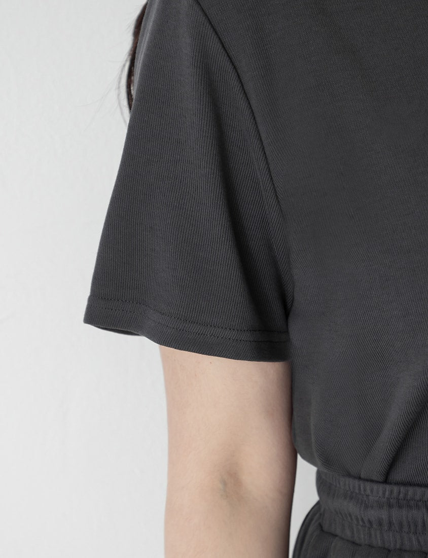 Soft Stretch Cotton Minimal Embroidered V-Neck Plus Size Tee