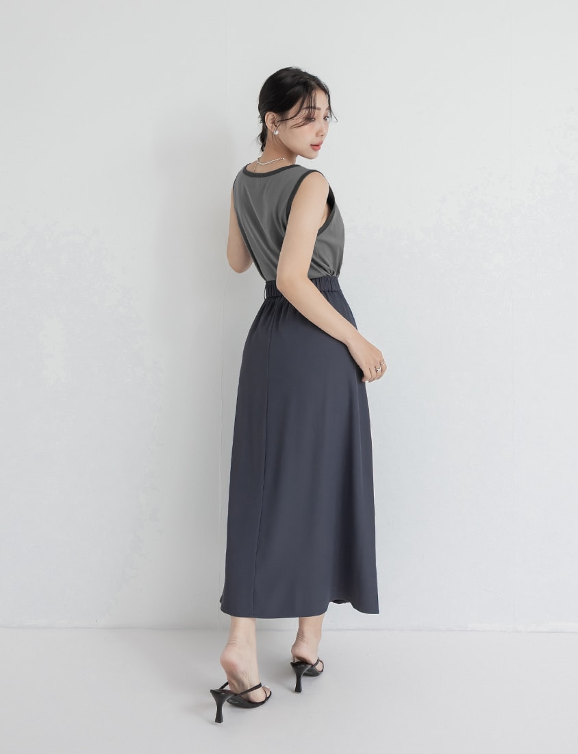 MISS. Slim Fit Tailored Pleated A-Line Plus Size Maxi Skirt