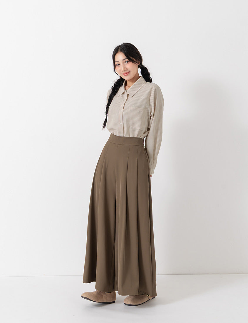 Textured Crinkle Stripe Plus Size Shirt