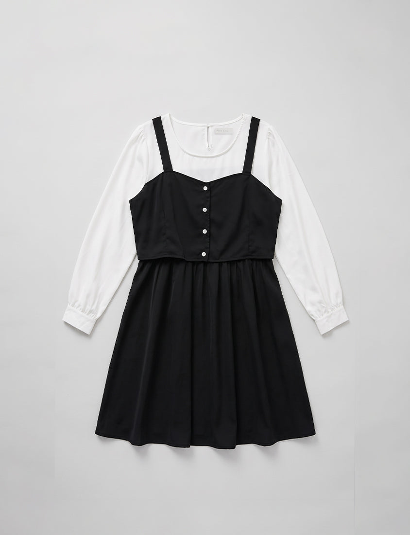 Sweet Slim Fit Faux Two-Piece Plus Size Mini Dress