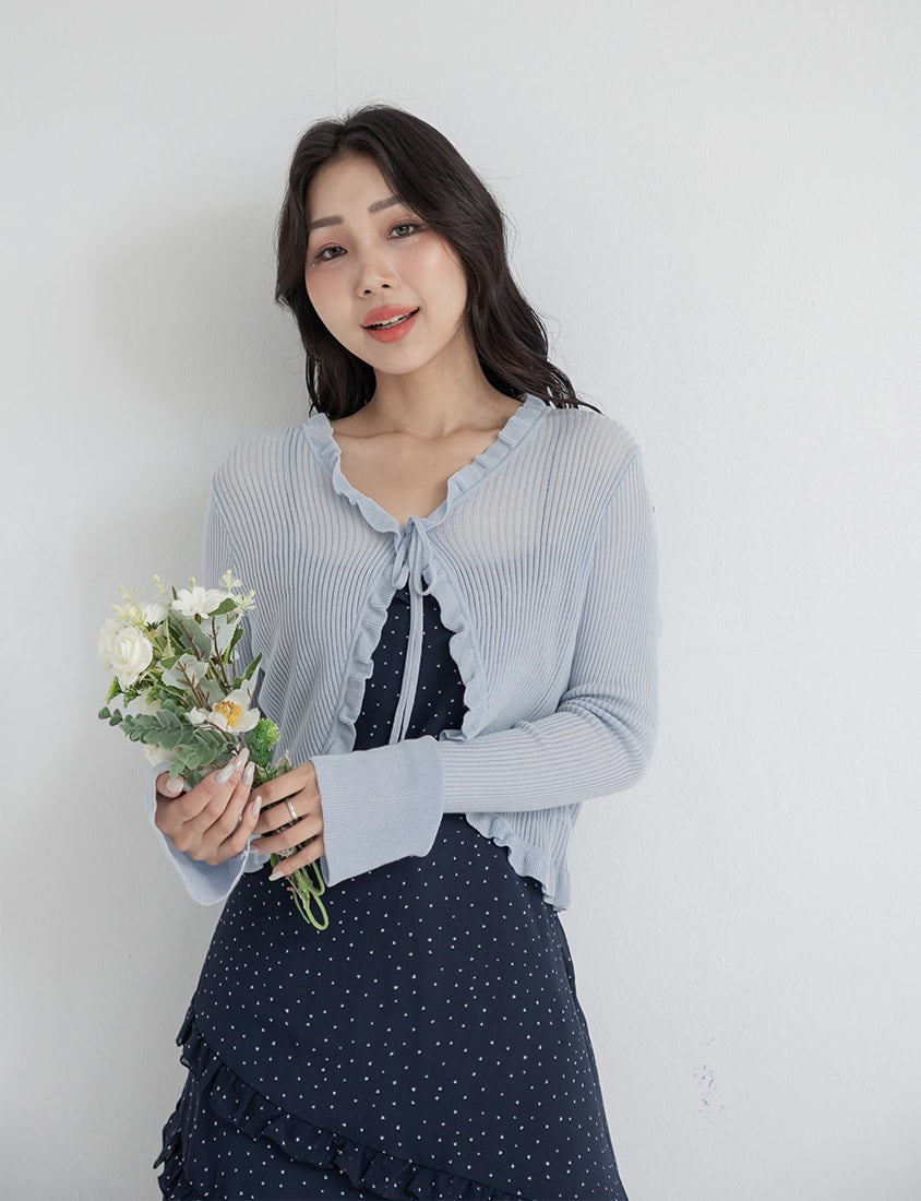Instant Cooling Tencel Blend Tie-Front Knit Plus Size Cardigan