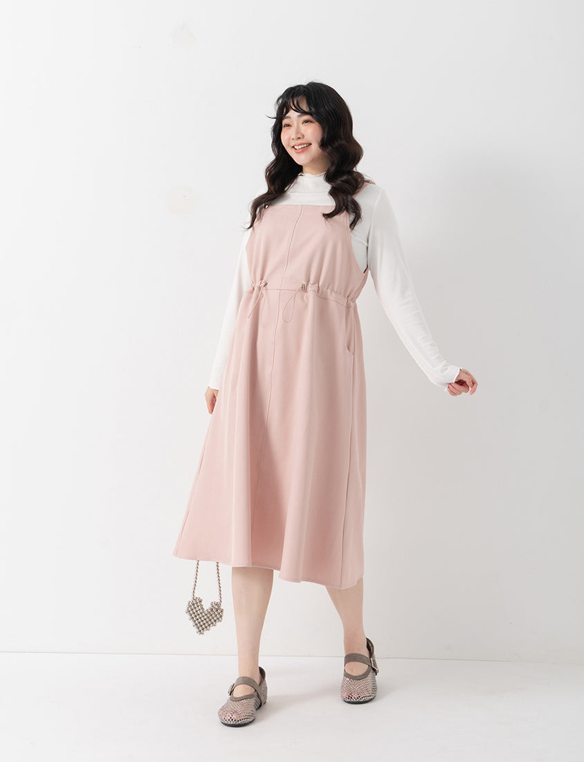 Adjustable Heart Button Strap Plus Size Maxi Dress