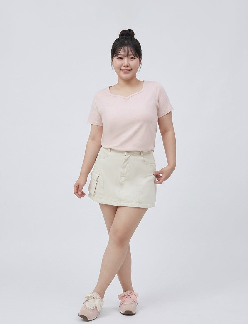 Upgraded 2.0! Sweetheart Neckline Plus Size Slim Tee
