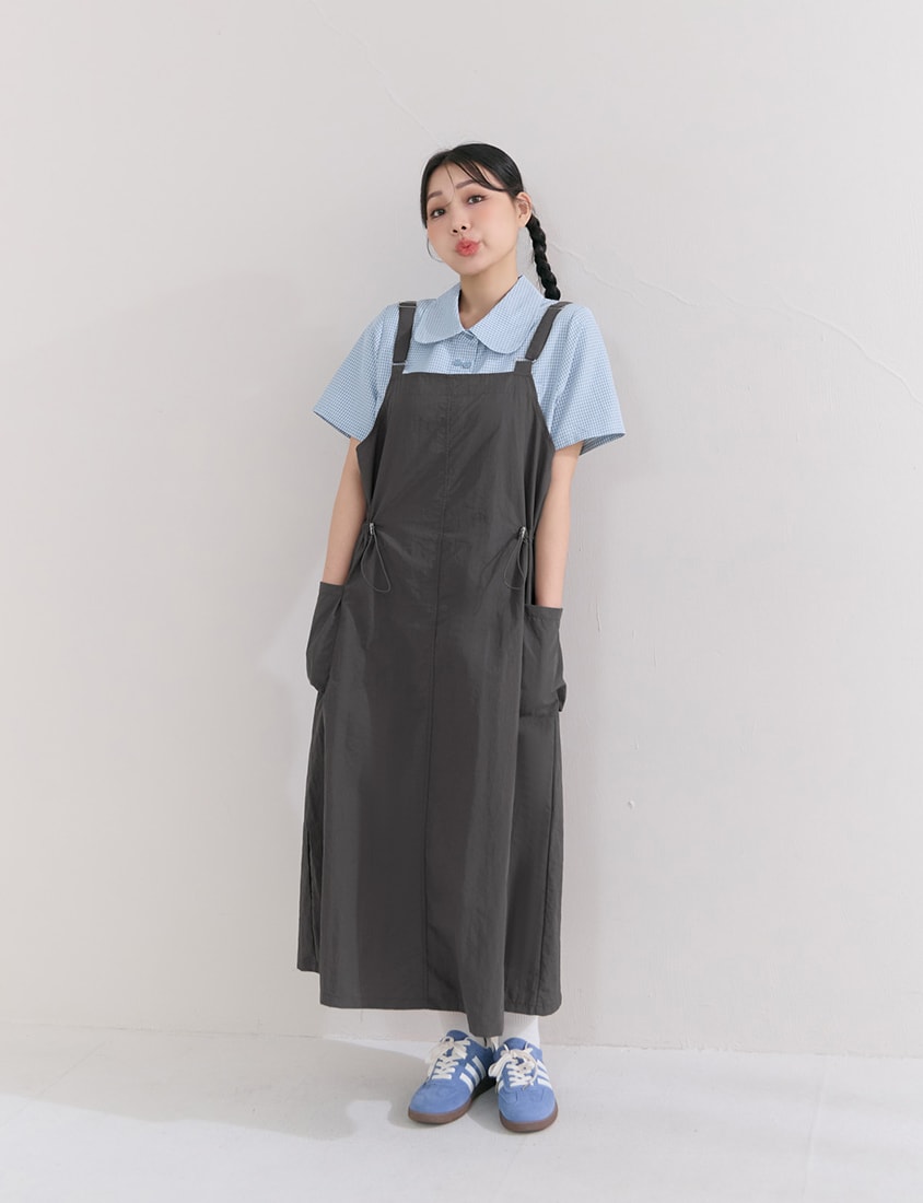Light Utility Adjustable Strap Plus Size Maxi Dress