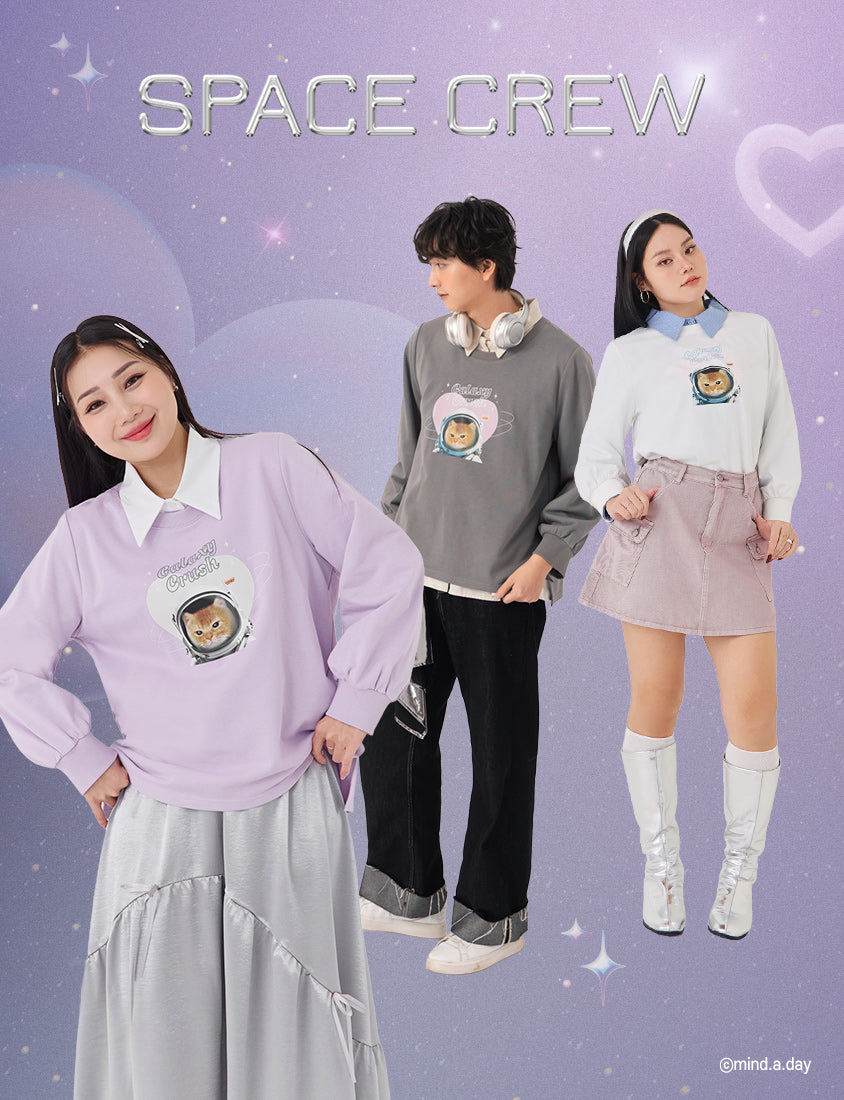 Spacesuit Cover Cat Graphic Plus Size Sweater (Unisex) (MIND.A.DAY Collaboration)