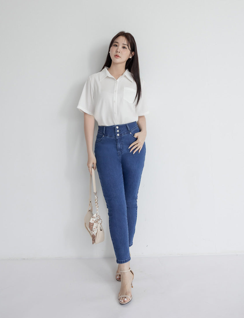 MISS. Silky Cool Classic Morandi Plus Size Shirt