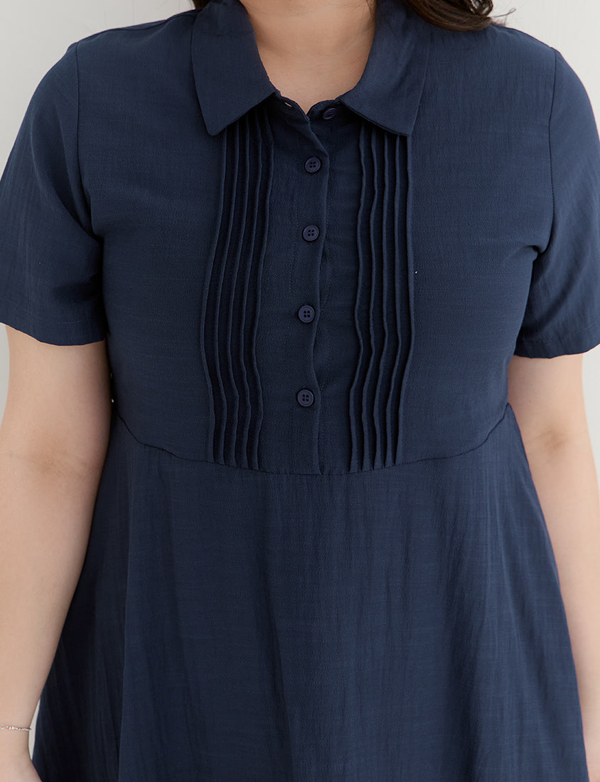 Casual Skin-Friendly Pleated Plus Size Mini Dress
