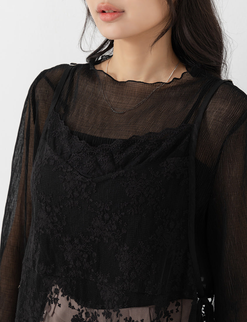 MISS. Lace Embroidered Side-Tie Layering Plus Size Vest