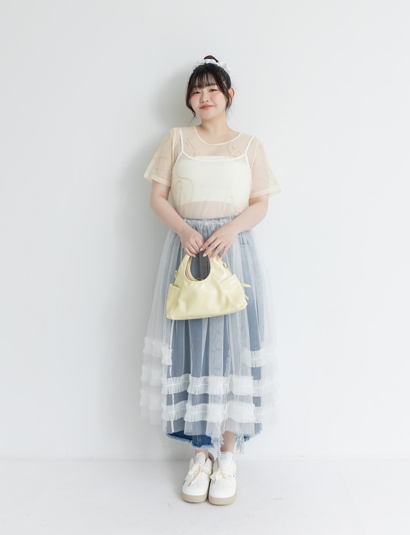 Japanese Style Wavy Line Sheer Textured Plus Size Top