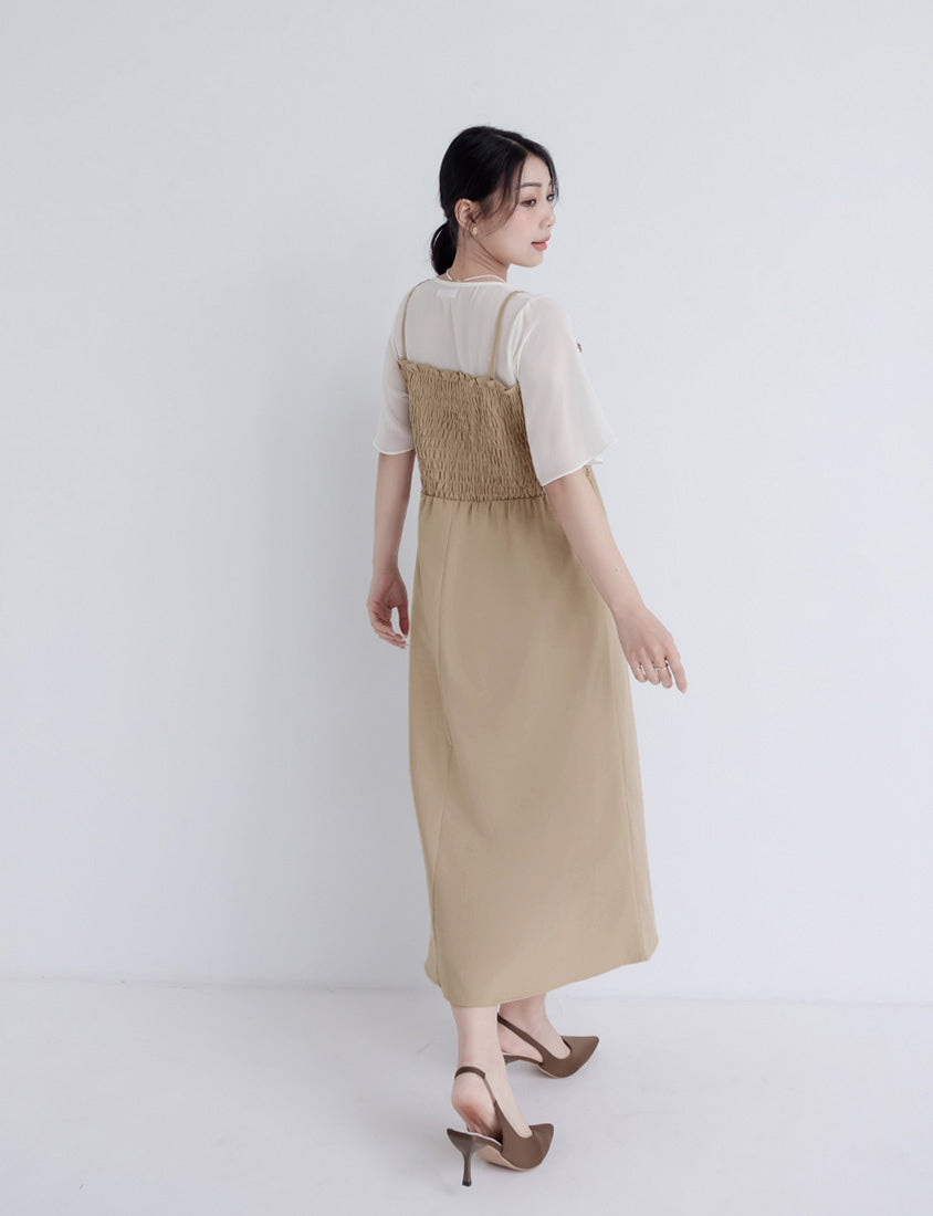 MISS. Faux Two-Piece Sheer Elastic Strap Plus Size Dress