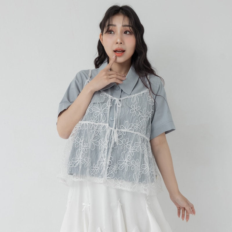 Delicate Floral Lace Layering Plus Size Camisole Vest