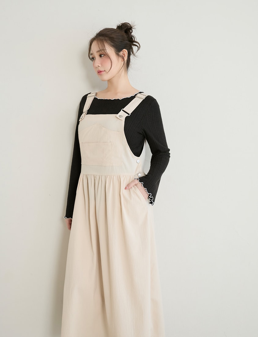 Adjustable Crinkled Utility Pockets Plus Size Cami Dress