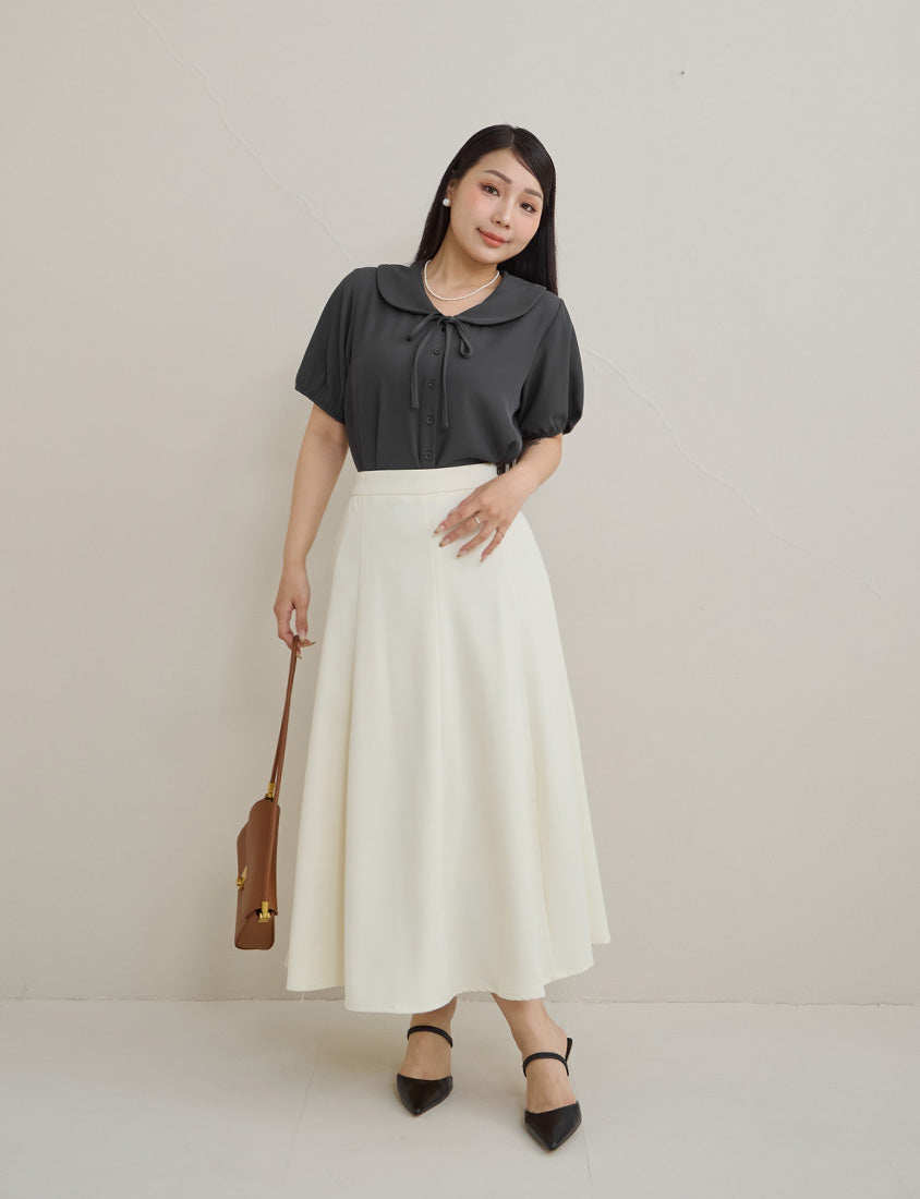 MISS. Silky Cool Wrinkle-Resistant Tie-Front Plus Size Collar Shirt