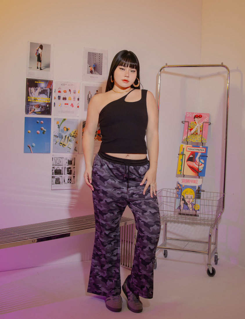 MUA! Cool Camo Drawstring Stitch Plus Size Flare Pants