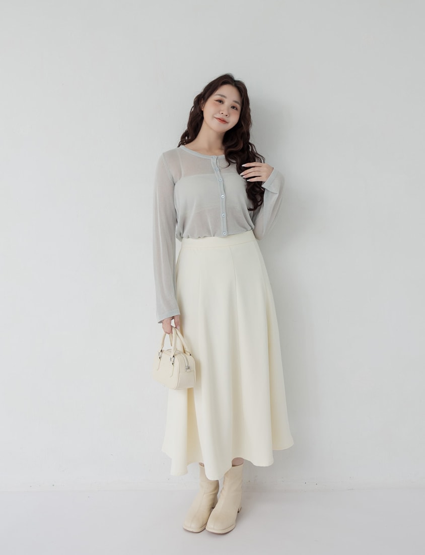 MISS. Crew Neck Fine Ice Silk Semi Sheer Plus Size Cover Up