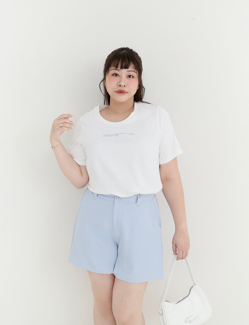 MISS. Elegant Contrast Letter Print Plus Size Tee
