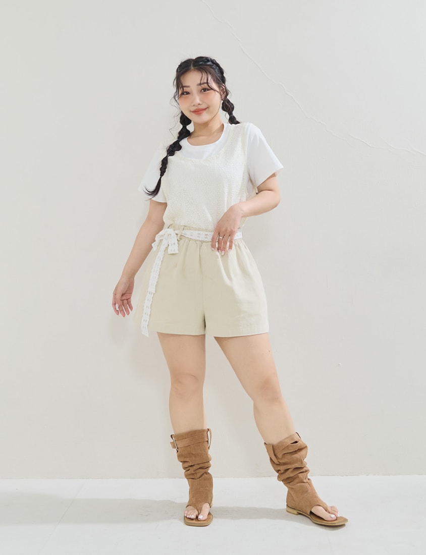 Layered Cutout Vest Two-Piece Plus Size Set