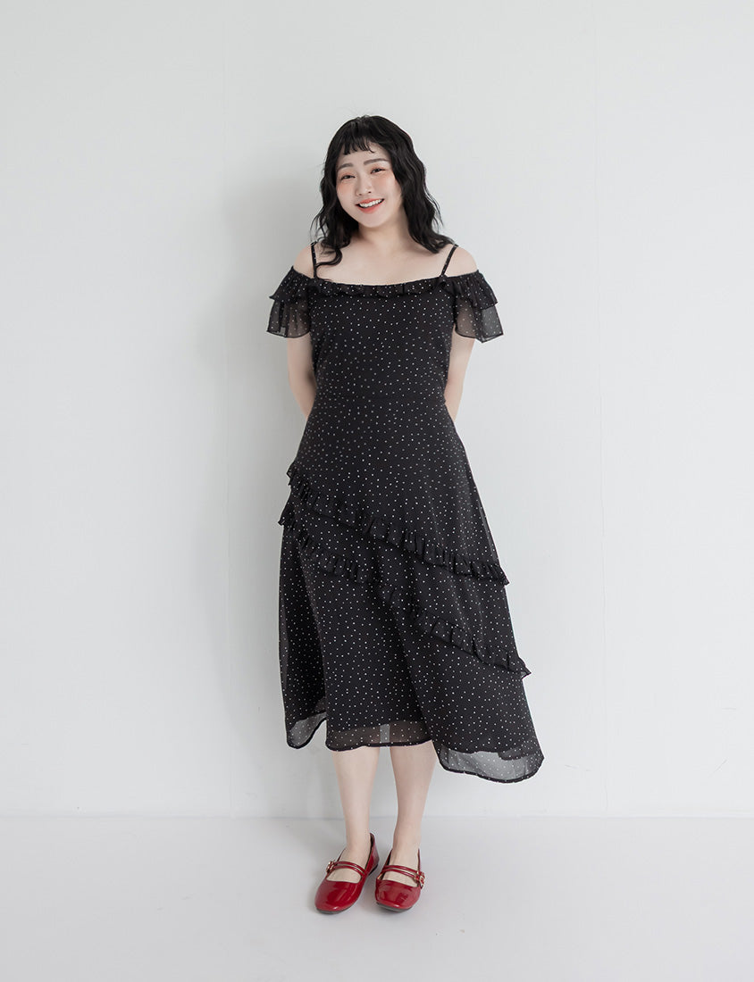 Heart Print Off-Shoulder Plus Size Cami Maxi Dress
