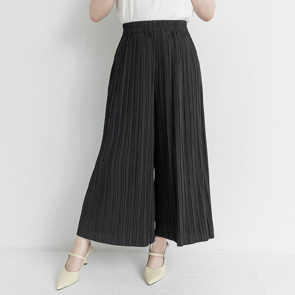 Silky Cool Fine Pleated  Plus Size Wide-Leg Pants