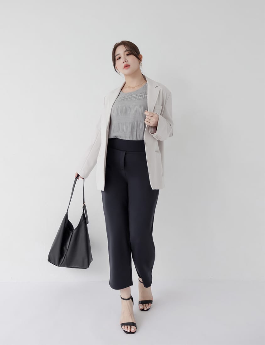 MISS. Korean Style Crinkled Plus Size Chiffon Top