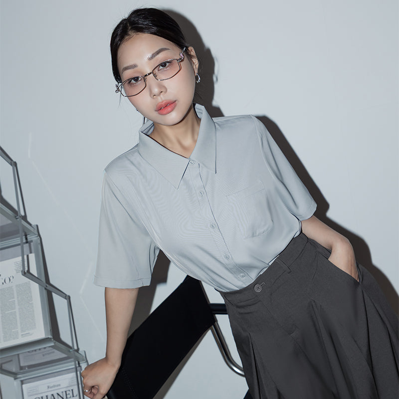 MISS. Silky Cool Classic Morandi Plus Size Shirt