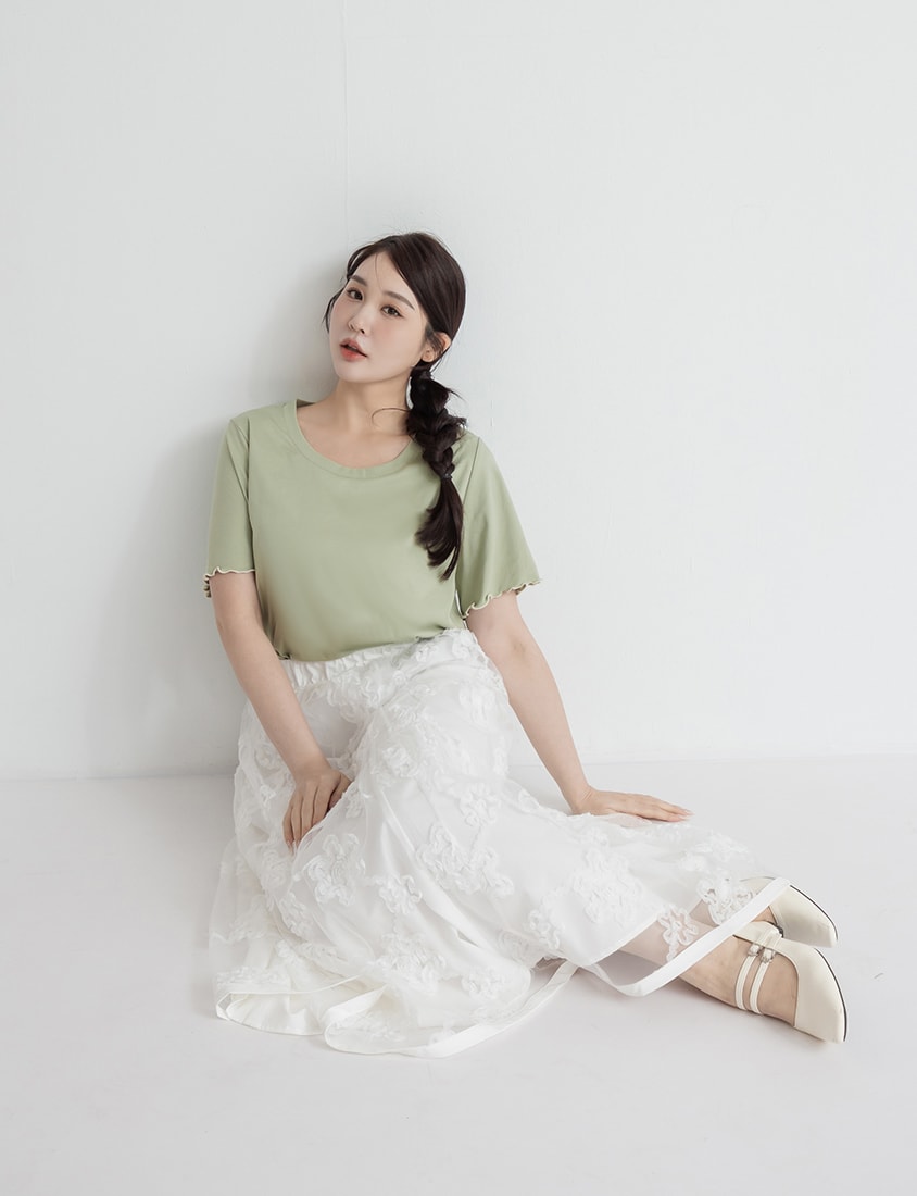 3D Floral Tiered Mesh Plus Size Maxi Skirt