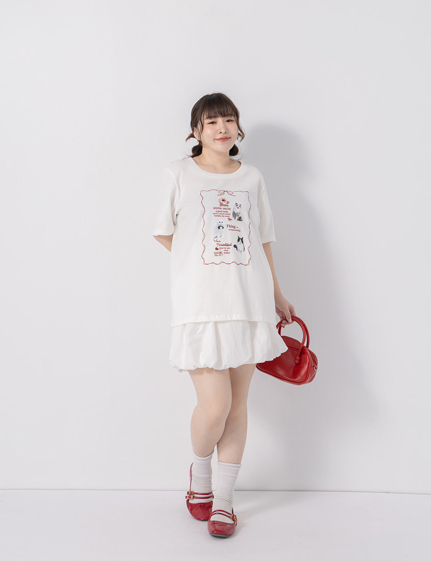 Cute Cat Print Oversized Plus Size Tee