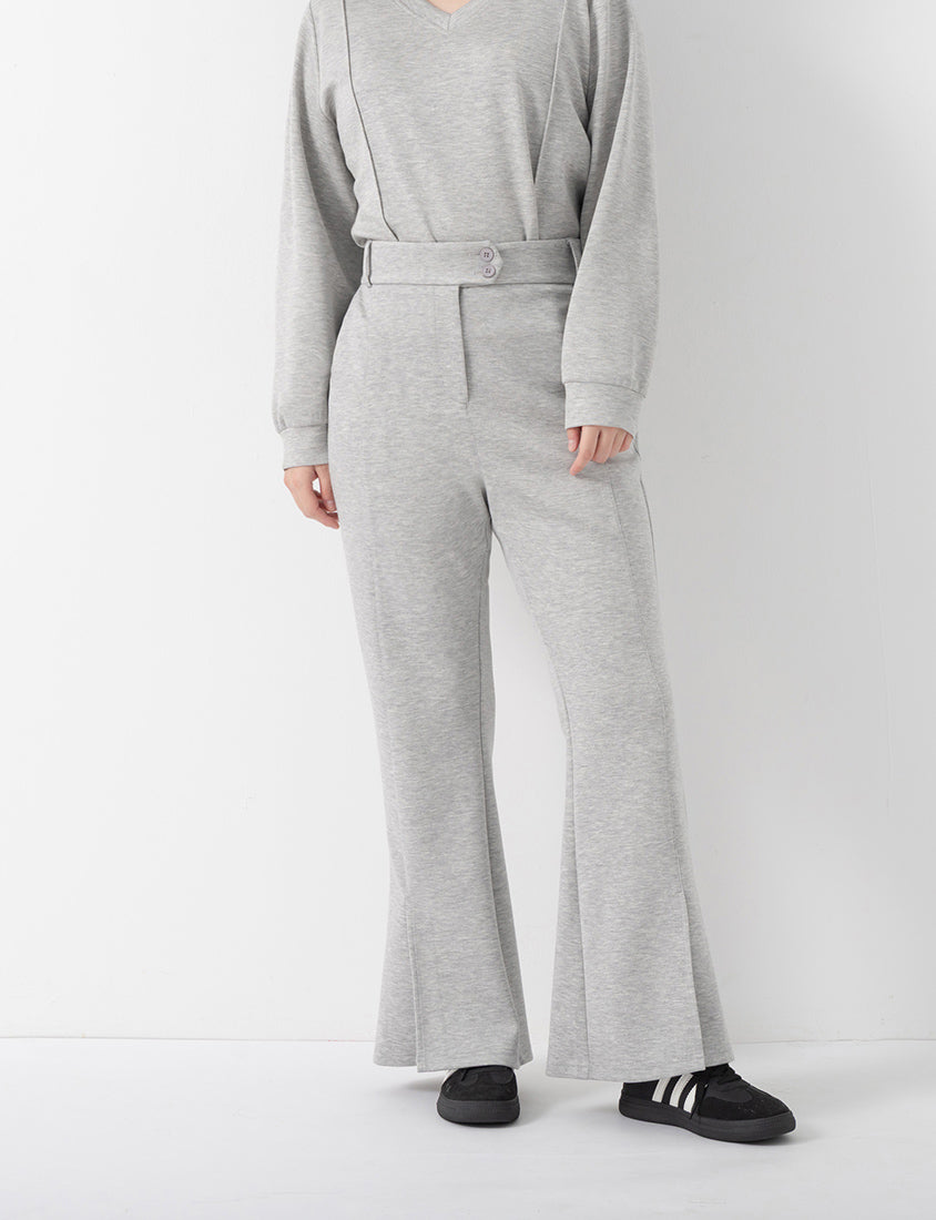 QQ Yogurt Touch Cotton Asymmetric Double-Button Plus Size Flare Pants