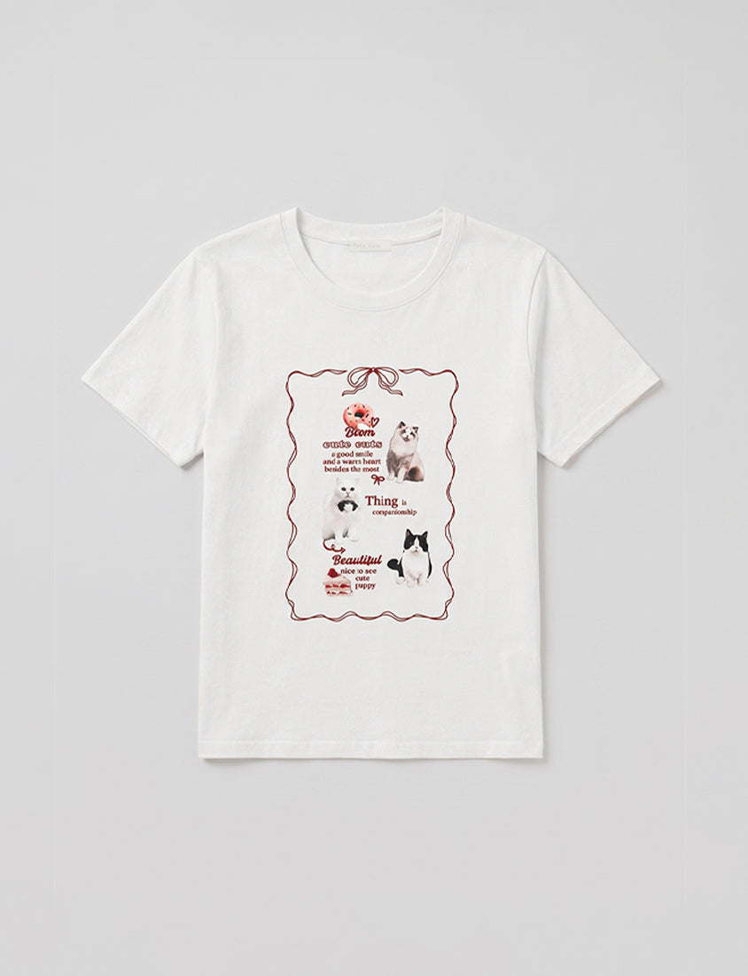 Cute Cat Print Oversized Plus Size Tee