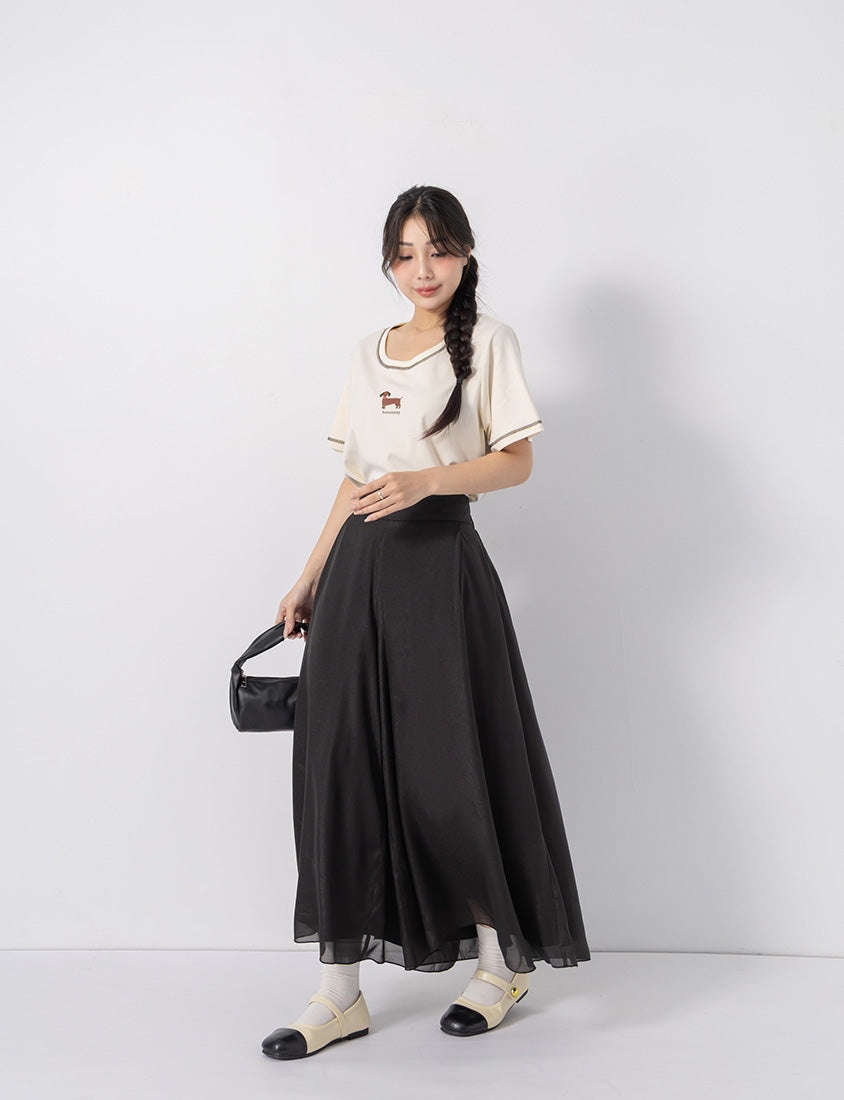 Wide Waistband Ethereal Sheer Plus Size Wide Leg Pants