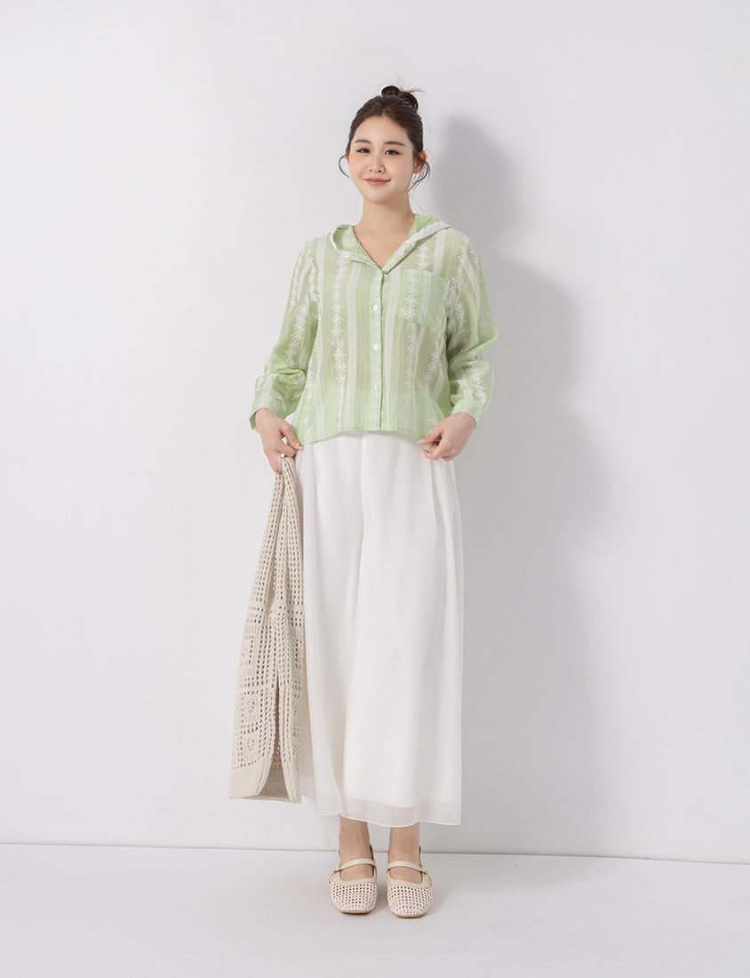 Japanese Style Semi-Sheer Lace Hooded Plus Size Jacket