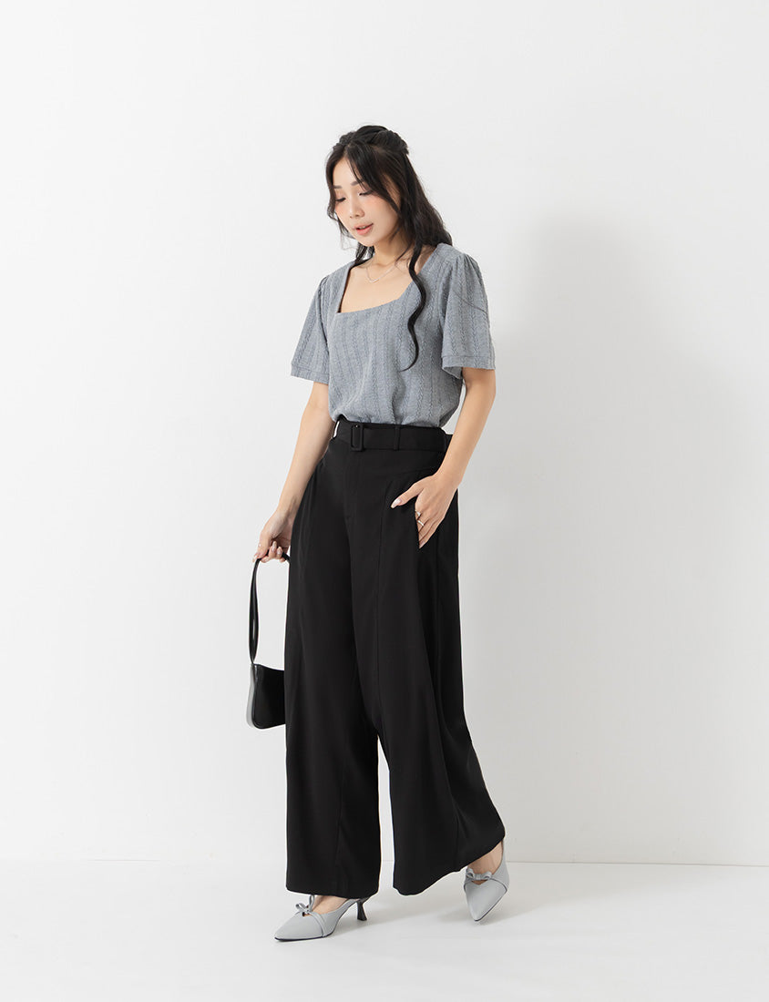 MISS. Tailored Wrinkle-Resistant Plus Size Wide Leg Pants (With Belt)
