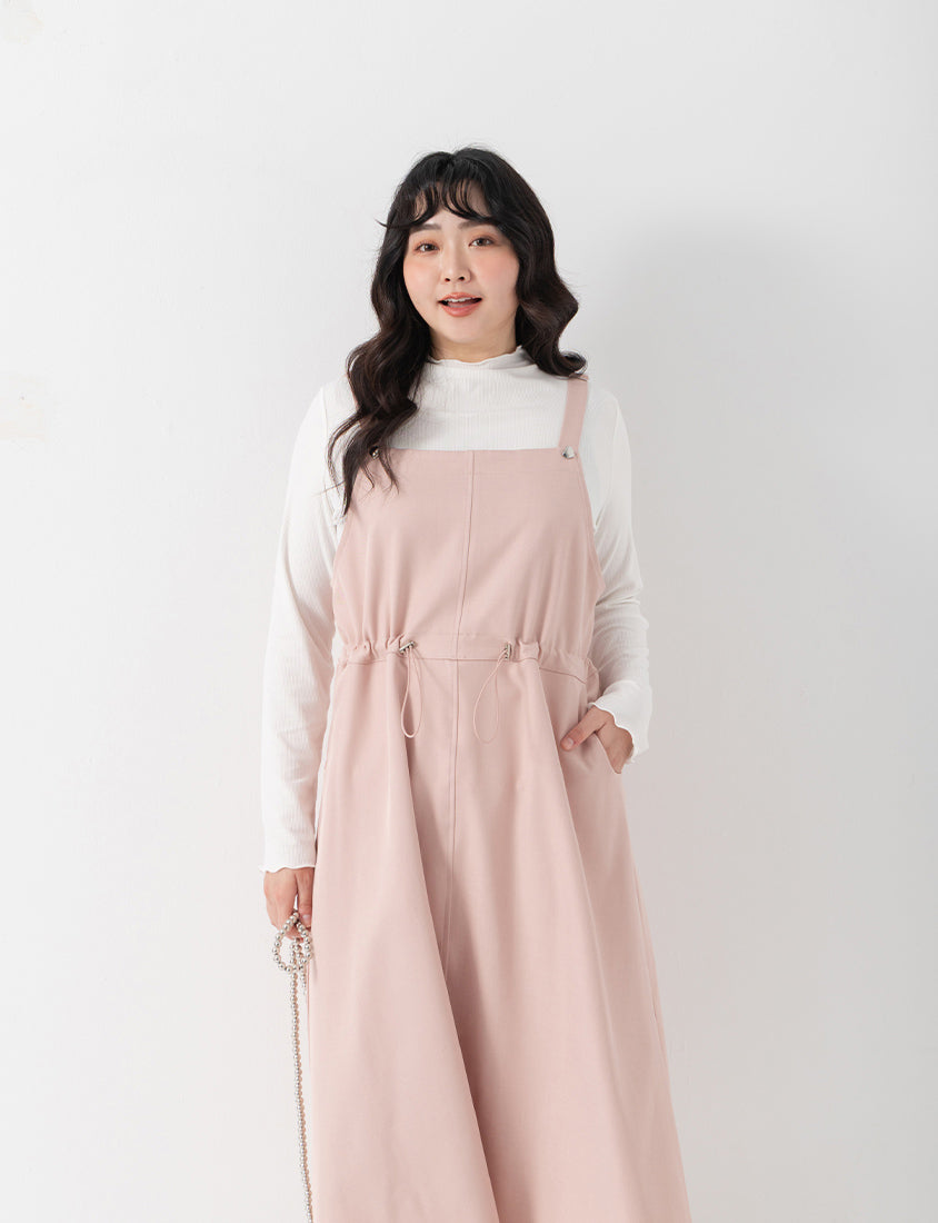 Adjustable Heart Button Strap Plus Size Maxi Dress