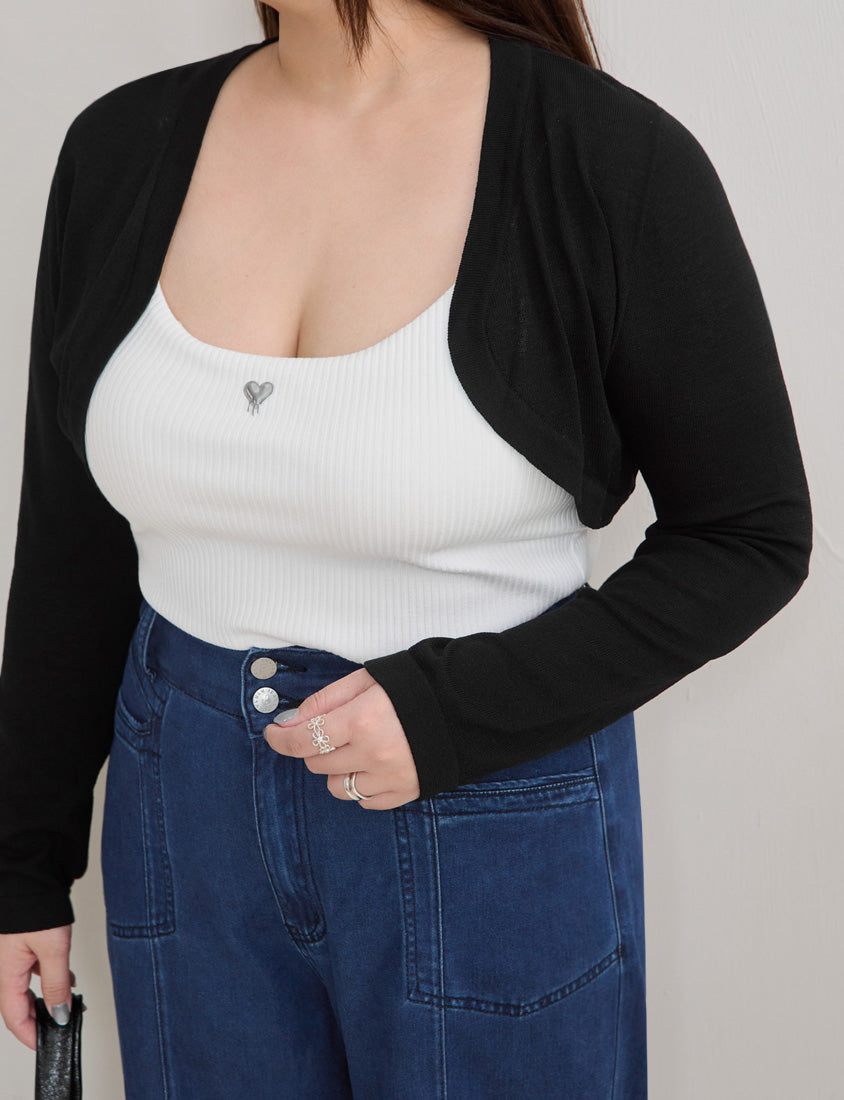Semi Sheer Hem Plus Size Knit Cardigan