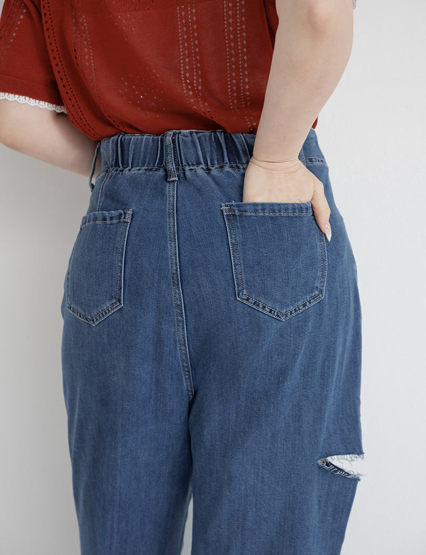 Slim Stitch Distressed Lyocell Denim Plus Size Jeans