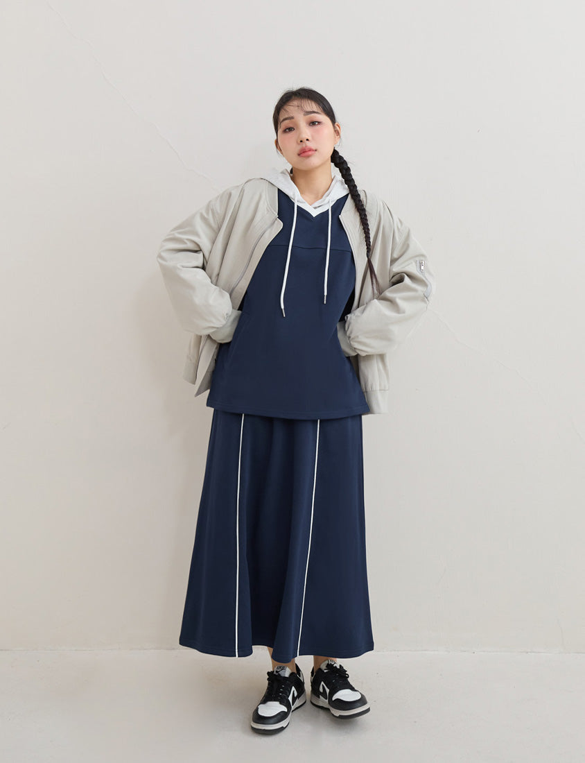 American Sporty Colorblock Oversized Long Sleeve Top (Unisex)