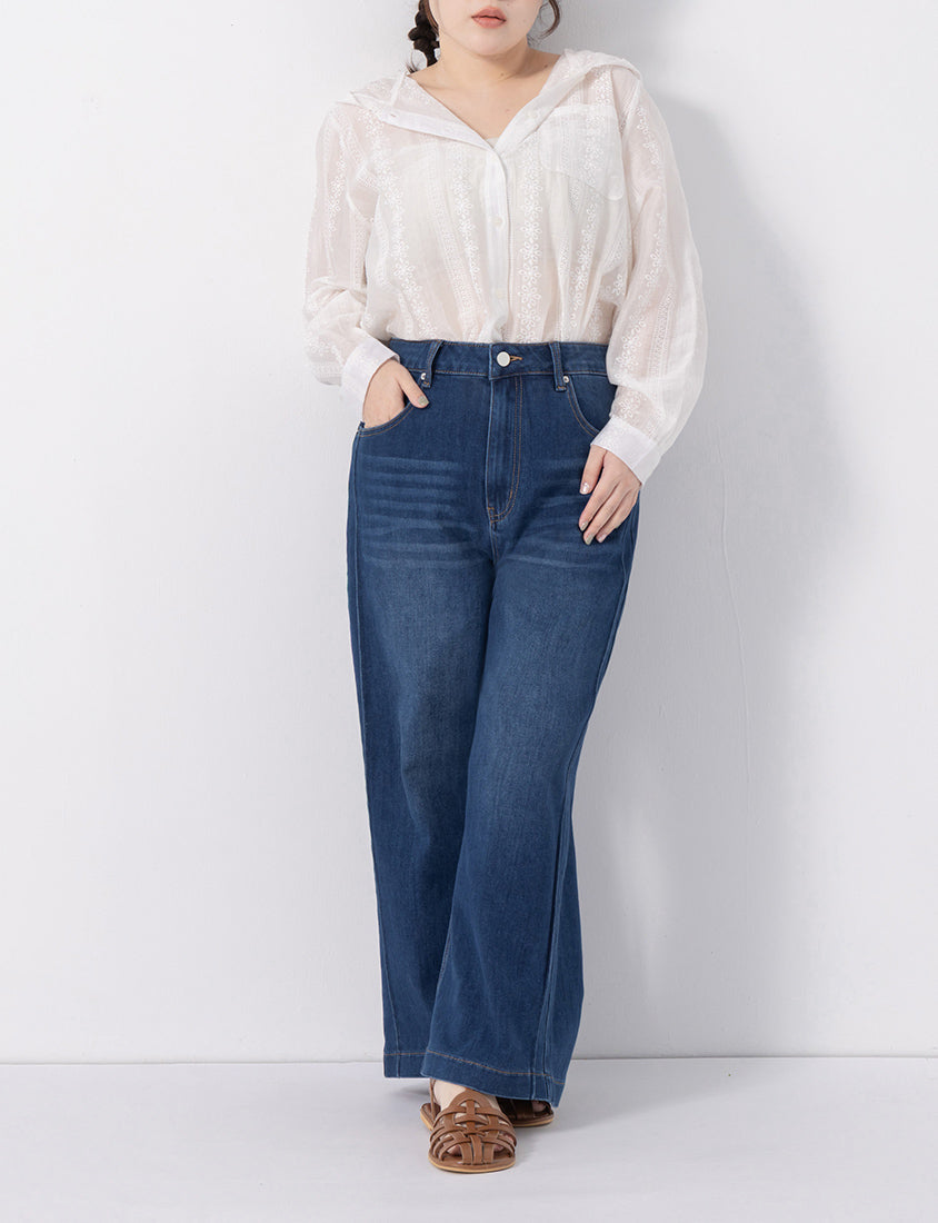 Japanese Style Semi-Sheer Lace Hooded Plus Size Jacket