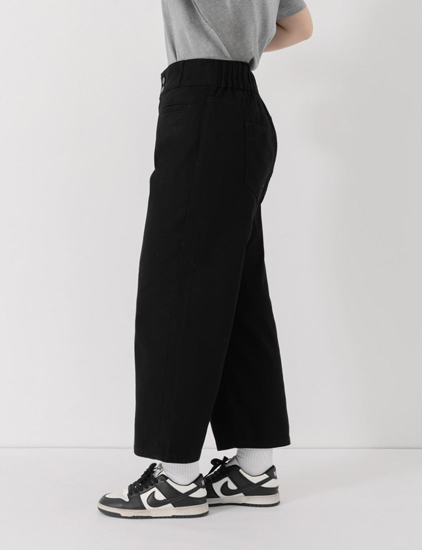 Slim Fit Wide Waistband Twill Plus Size Boyfriend Pants
