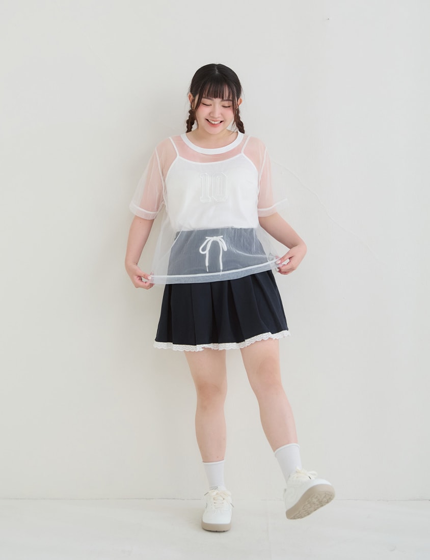 Sheer Mesh Sporty Top & Tank Plus Size Set