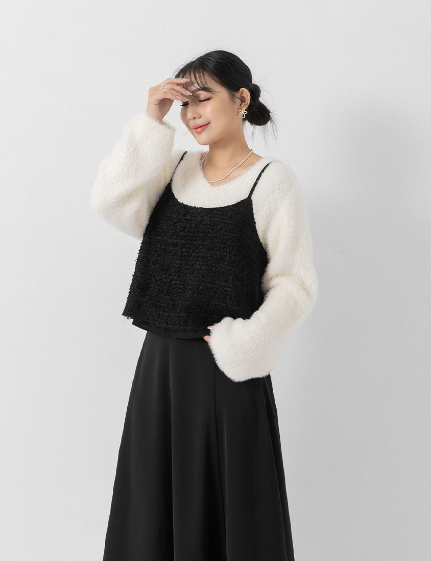 MISS. Adjustable Textured Furry Plus Size Vest