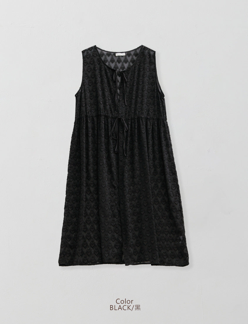 All-Over Heart Jacquard Plus Size Long Camisole Vest