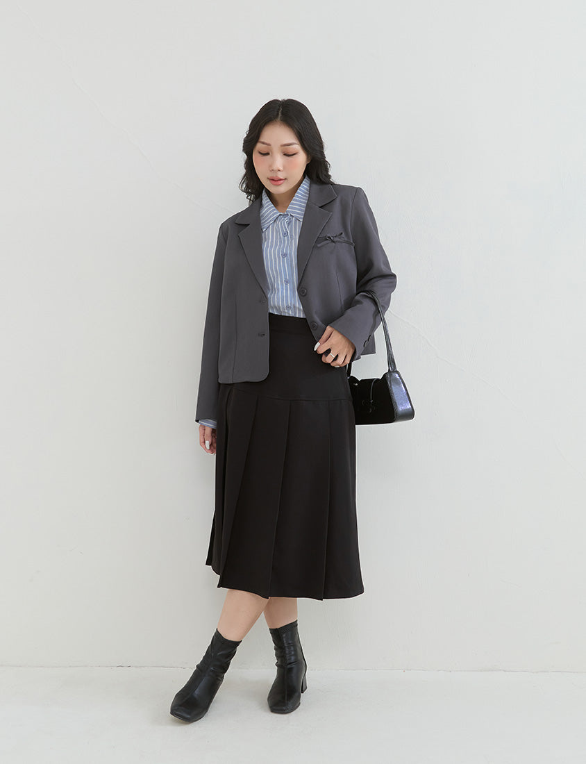 Korean Style Preppy Cropped Plus Size Blazer