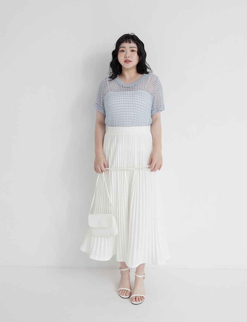 Summer Hollow Knit Short Sleeve Plus Size Top